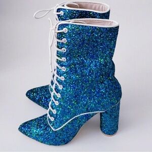 Cape Robbin Sparkling Blue Lace-Up Boots